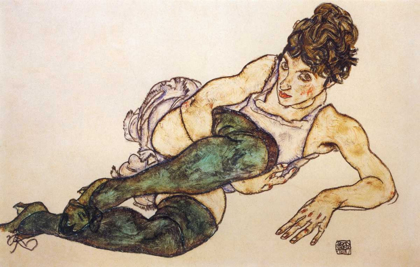 Picture of RECLINING WOMAN WITH GREEN STOCKINGS
