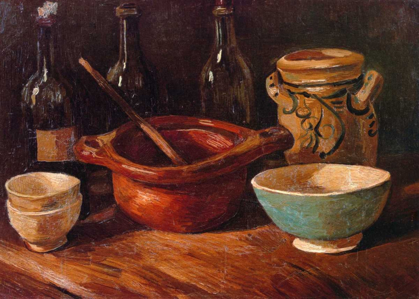 Picture of STILL LIFE EARTHENWARE AND BOTTLES