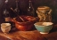 Picture of STILL LIFE EARTHENWARE AND BOTTLES