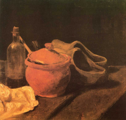 Picture of STILL LIFE EARTHENWARE BOTTLE AND CLOGS