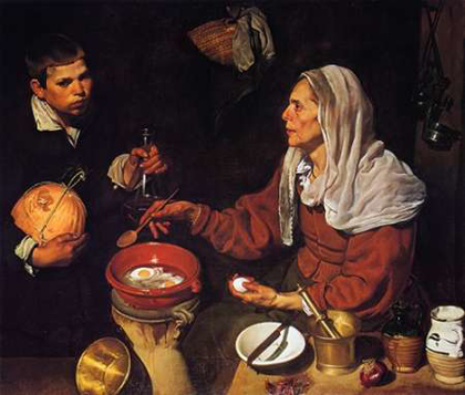 Picture of OLD WOMAN COOKING EGGS