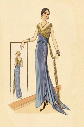 Picture of EVENING GOWN IN BLUE AND GOLD
