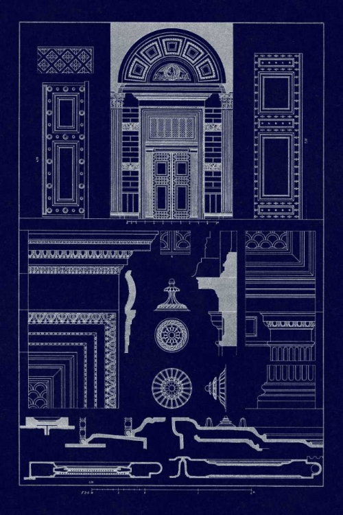 Picture of DOORWAY OF THE PANTHEON AT ROME (BLUEPRINT)