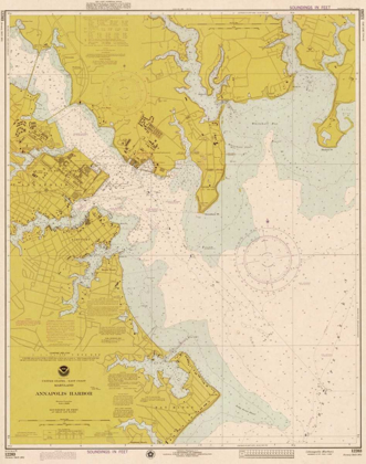 Picture of NAUTICAL CHART - ANNAPOLIS HARBOR CA. 1975 - SEPIA TINTED