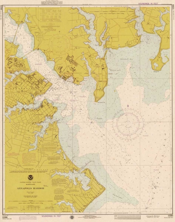 Picture of NAUTICAL CHART - ANNAPOLIS HARBOR CA. 1975 - SEPIA TINTED