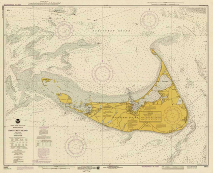 Picture of NAUTICAL CHART - NANTUCKET ISLAND CA. 1975 - SEPIA TINTED