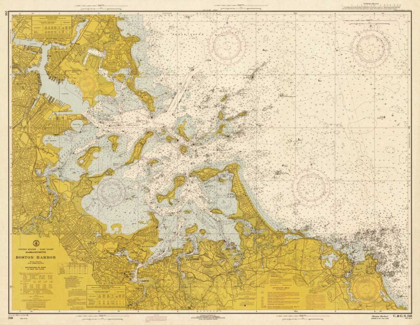 Picture of NAUTICAL CHART - BOSTON HARBOR CA. 1970 - SEPIA TINTED