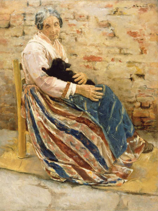 Picture of AN OLD WOMAN WITH CAT