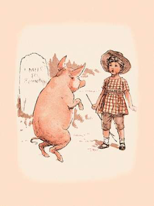 Picture of PIGS AND PORK: PIG ON HIND LEGS AND LITTLE GIRL