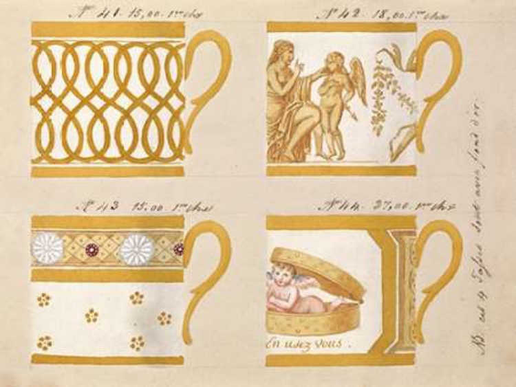 Picture of QUATRE TASSES AVEC FOND DOR, CA. 1800-1820