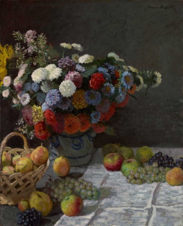 Picture of STILL LIFE WITH FLOWERS AND FRUIT