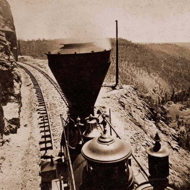 Picture of ROUNDING CAPE HORN, CALIFORNIA, ROAD TO IOWA HILL FROM THE RIVER, IN THE DISTANCE, 1866-1869