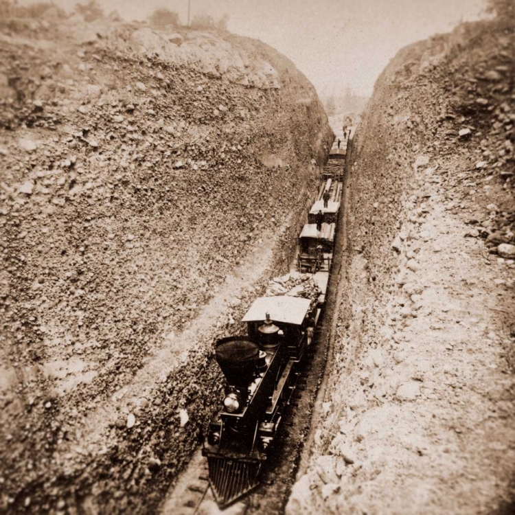 Picture of BLOOMER CUT NEAR AUBURN, CALIFORNIA, 800 FEET LONG AND 63 FEET HIGH, 1866-1869