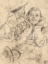 Picture of FOUR STUDIES OF HEADS DRAWN OVER A COPY OF SAINT JOHN THE EVANGELIST BY CORREGGIO (RECTO); THREE STU