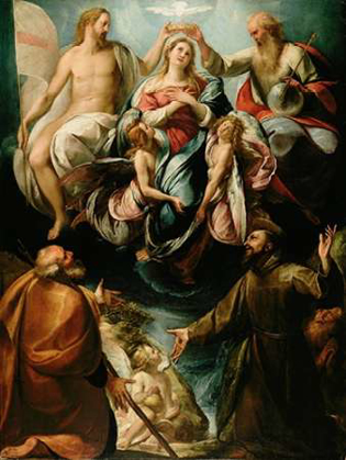 Picture of CORONATION OF THE VIRGIN WITH SAINTS JOSEPH AND FRANCIS OF ASSISI