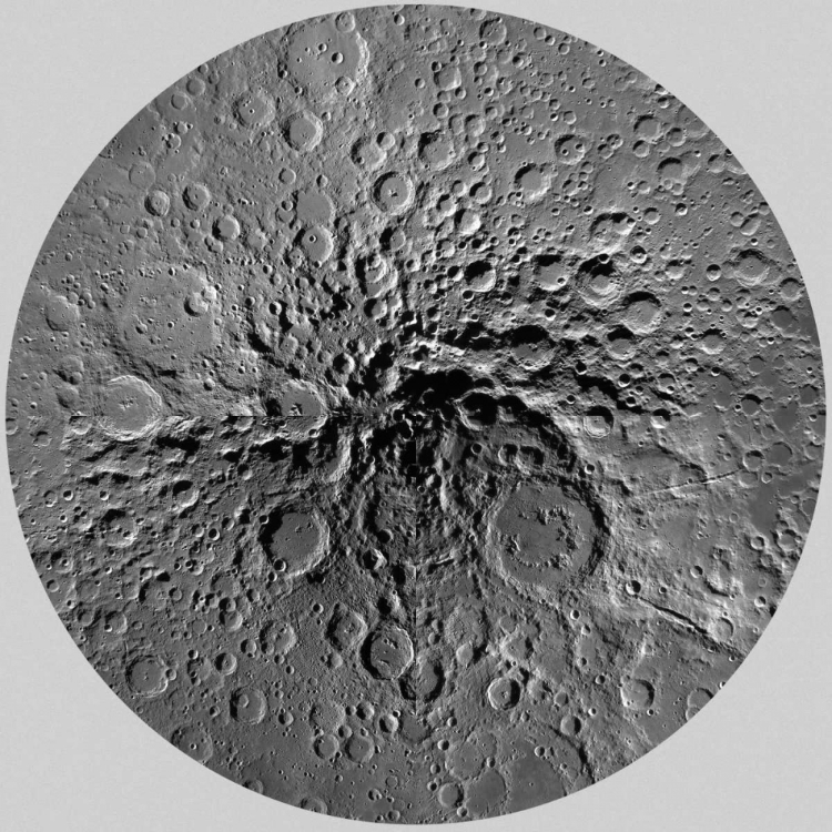 Picture of UNMARKED MAP OF THE MOON, SOUTH POLE