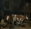 Picture of A MAID MILKING A COW IN A BARN