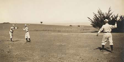 Picture of THREE BOYS WITH A BALL AND BAT, PLAYING ONE OLD CAT