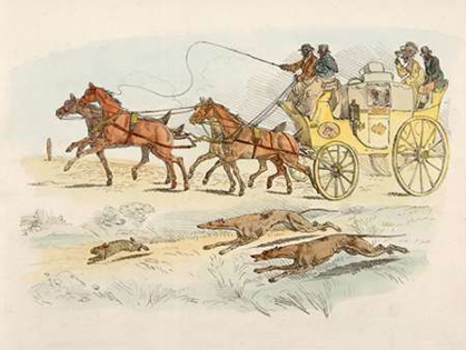 Picture of PEOPLE ON A CARRIAGE WATCHING DOGS CHASING A RABBIT, 1817