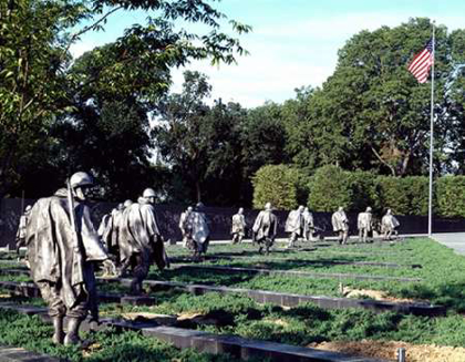 Picture of STAINLESS-STEEL TROOPERS ON PATROL AT THE KOREAN WAR VETERANS MEMORIAL, WASHINGTON, D.C.