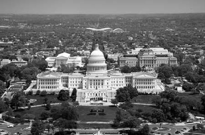 Picture of AERIAL VIEW, UNITED STATES CAPITOL BUILDING, WASHINGTON, D.C. - BLACK AND WHITE VARIANT