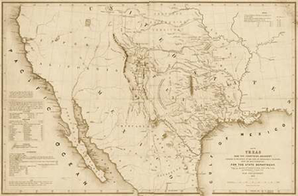 Picture of MAP OF TEXAS AND THE COUNTRIES ADJACENT, 1844 - DECORATIVE SEPIA