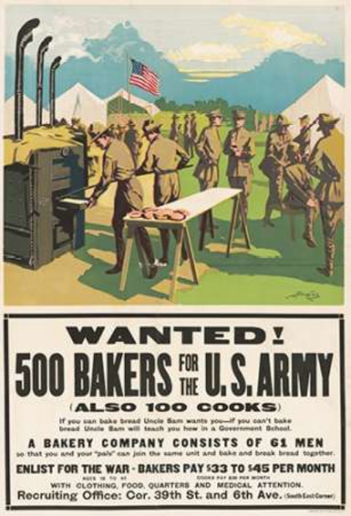 Picture of WANTED! 500 BAKERS FOR THE U.S. ARMY, (ALSO 100 COOKS), 1917