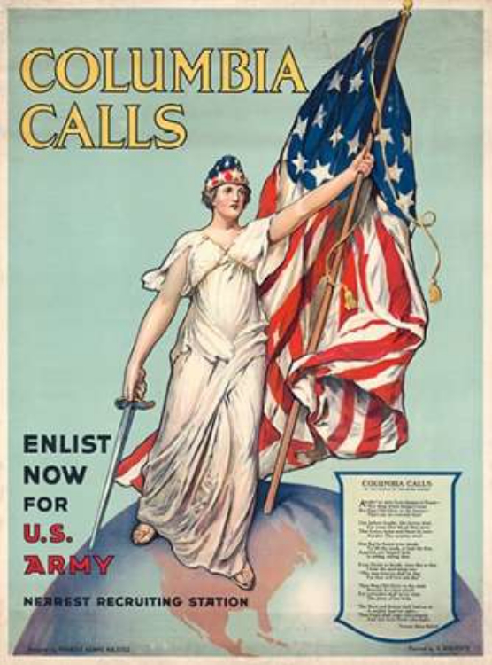 Picture of COLUMBIA CALLS--ENLIST NOW FOR U.S. ARMY, CA. 1916