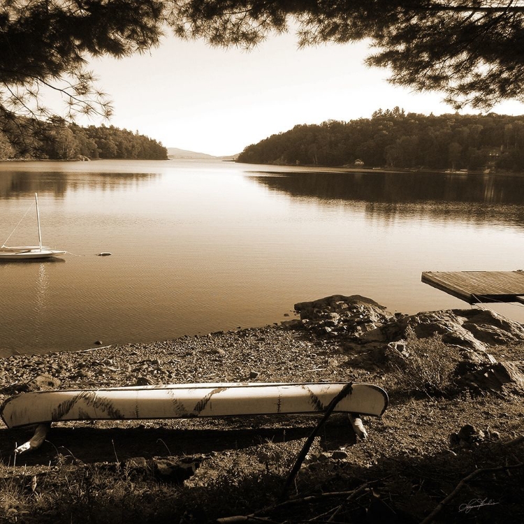 Picture of CANOE ON SHORE SEPIA