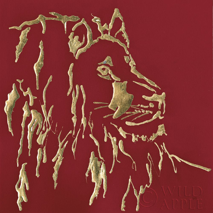 Picture of GILDED LION ON RED