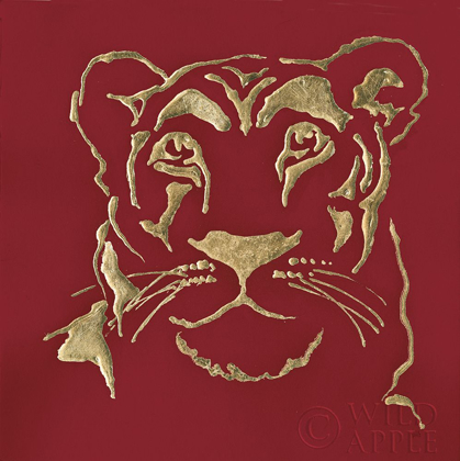 Picture of GILDED LIONESS ON RED