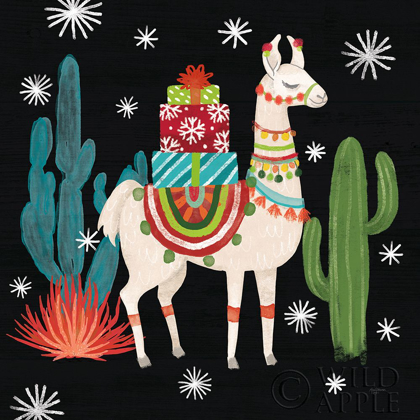 Picture of LOVELY LLAMAS II CHRISTMAS BLACK