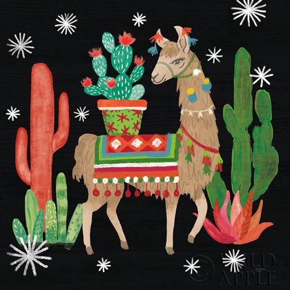 Picture of LOVELY LLAMAS III CHRISTMAS BLACK