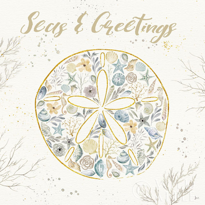 Picture of SEASIDE BLOSSOMS IV BLUE GREETINGS