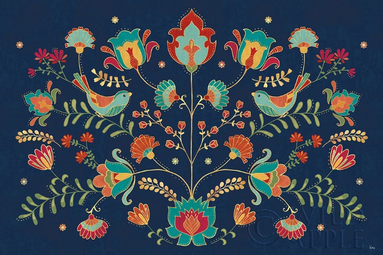 Picture of FOLK FLORAL I DARK