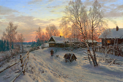 Picture of WINTER EVENING IN THE VILLAGE