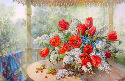 Picture of TULIPS AND BIRD-CHERRY