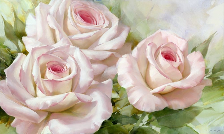 Picture of WHITE AND PINK ROSES 1