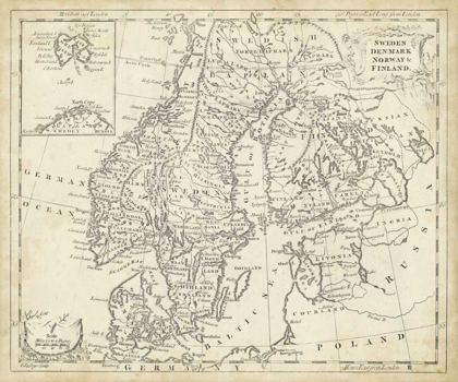 Picture of MAP OF SWEDEN AND DENMARK