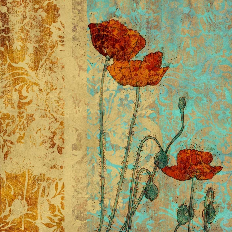 Picture of POPPIES AND DAMASK I