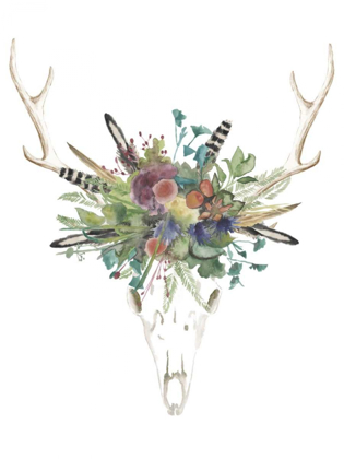 Picture of DEER SKULL AND FLOWERS II