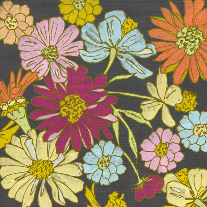 Picture of SUMMER FLORAL ON GREY I