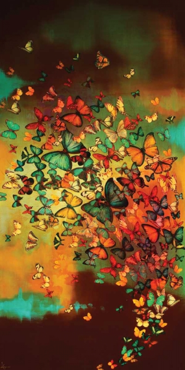 Picture of BUTTERFLIES ON BURNT UMBER