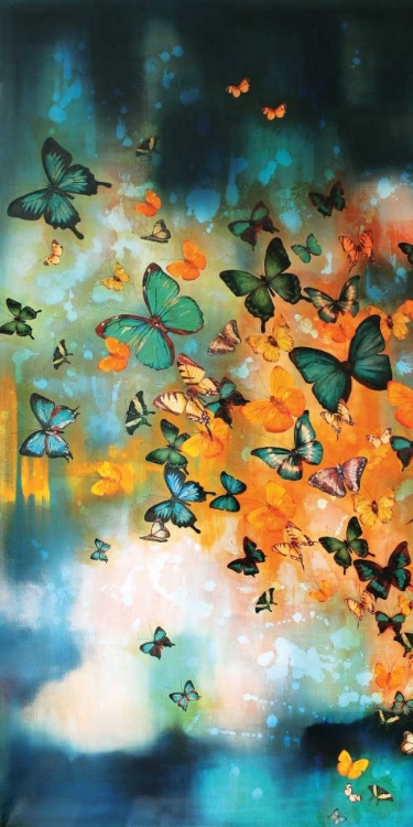 Picture of BUTTERFLIES ON PRUSSIAN BLUE