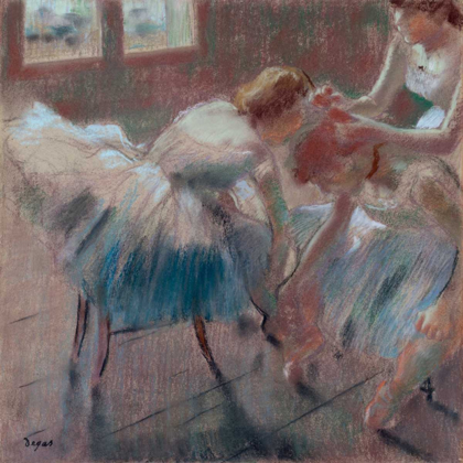 Picture of THREE DANCERS PREPARING FOR CLASS