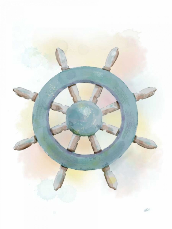 Picture of WATERCOLOR SHIPS WHEEL