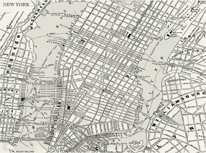 Picture of CUSTOM B AND W MAP OF NEW YORK
