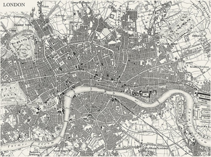 Picture of CUSTOM B AND W MAP OF LONDON