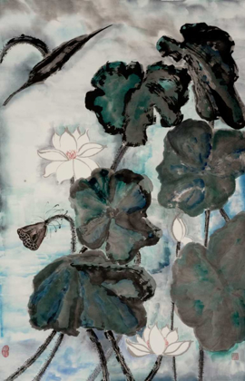 Picture of LOTUS STUDY WITH BLUE GREEN I