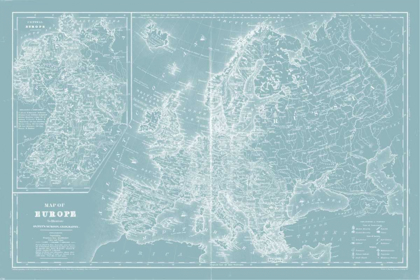 Picture of MAP OF EUROPE ON AQUA